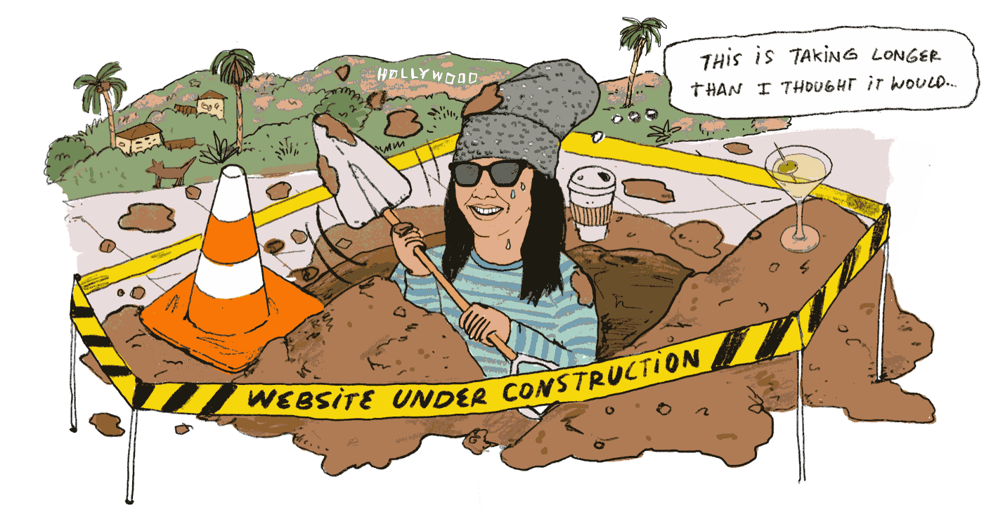 Illustration of Yennie Lee digging under construction